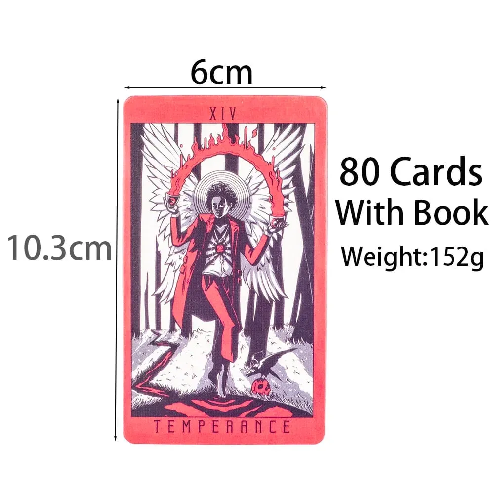 Set da gioco da 80 carte dei Tarocchi Lost Hollow con guida - Bordi dorati rossi Perfetto per feste di famiglia Dimensioni compatte 10,3x6 cm — image 4