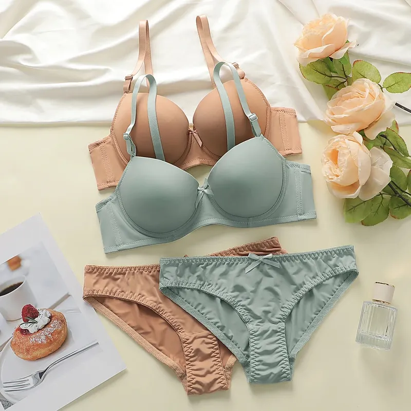 ผู้ขายที่ดีที่สุดใหม่ 2 ชิ้นผสมสีสีทึบชุดเซ็กซี่ชุดชั้นในชุด push up bra ชุด minimalist ชุด A2127