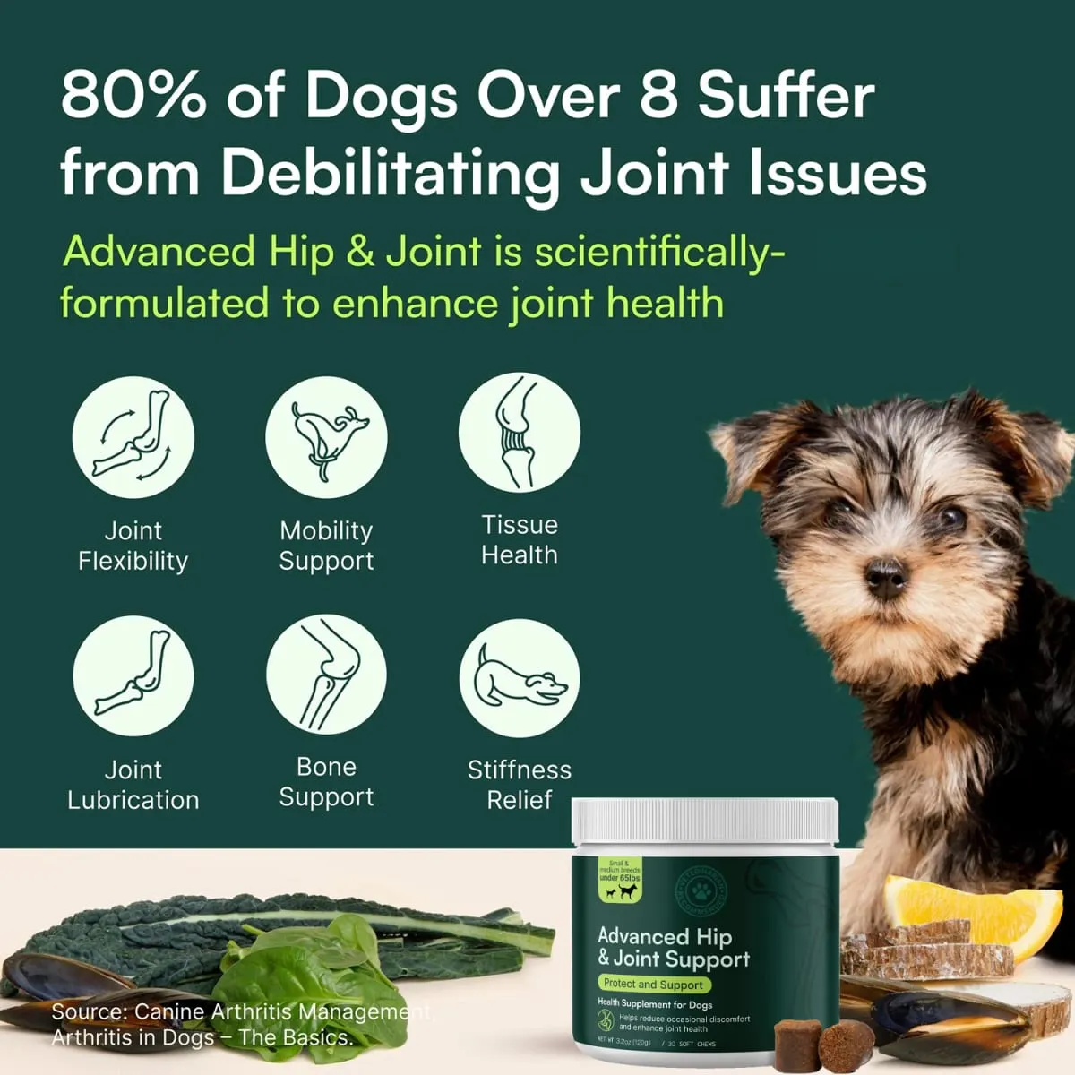 Integratore avanzato per anca e articolazioni per cani di taglia piccola e media - Glucosamina Condroitina Omega 3 MSM Cozza dalle labbra verdi — image 3