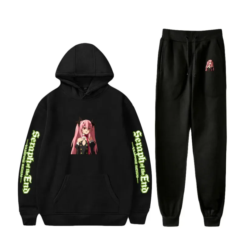 Harajuku Comfortable Seraph of the End Print Sweatshirt Sweatpants Suit Hoodies+ Trousers Suit Boys/Girls 2 Piece Set Clothes — image 8