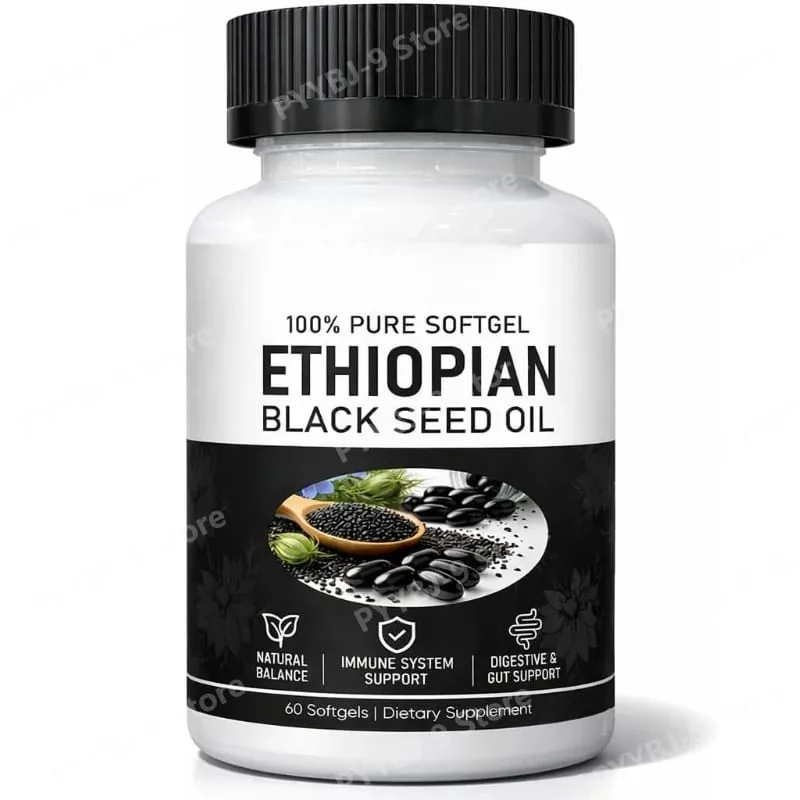 Ethiopian Black Seed Oil Softgels 800mg Cold Pressed Herbal Extract Capsules Daily Wellness Balance Support Non GMO 60 Count
