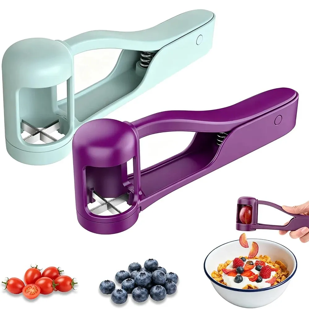 Cortador de uva fatiador de uva para crianças um segundo uva cereja tomate morango cortador quarto slicer cozinha gadget — image 1