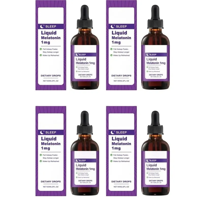 Melatonina liquida 1 Mg Gocce per dormire Estratto di foglie di menta Addormentarsi più velocemente Dormire più a lungo Svegliarsi rinfrescati 60 ML