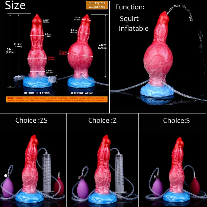 Silikon Şişme Boşalma Düğüm Yapay Penis Ayarlanabilir Çevresi Fışkırtma Fantezi At Penis Yetişkin Seks Oyuncakları Anal Dilatör — image 30