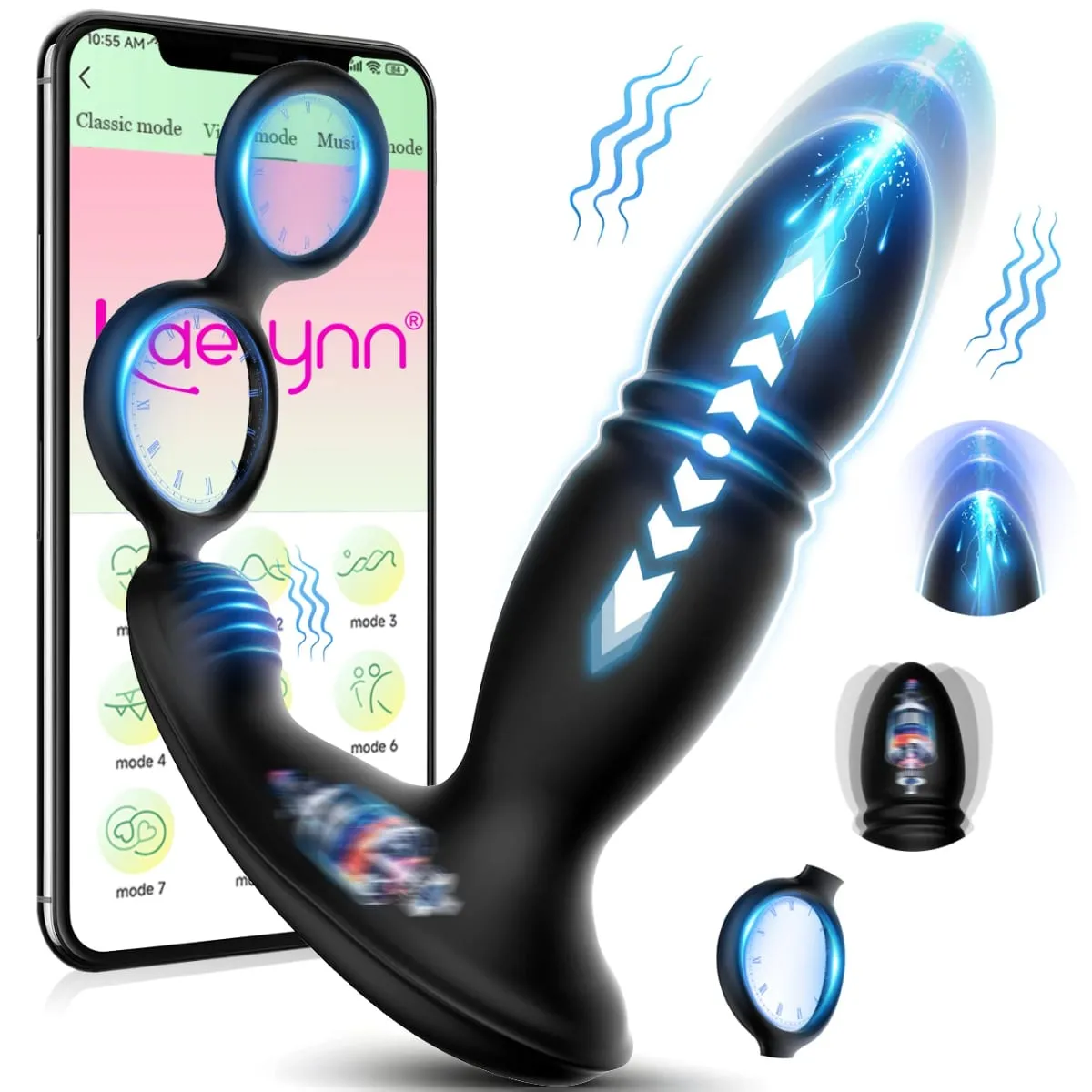 คู่แหวนอวัยวะเพศชาย 3 IN 1 รีโมทคอนโทรลไร้สาย Telescopic Anal Vibrator Dildo ชาย Prostate Massager ผู้ใหญ่เพศของเล่นสำหรับผู้ชายคู่ — image 1