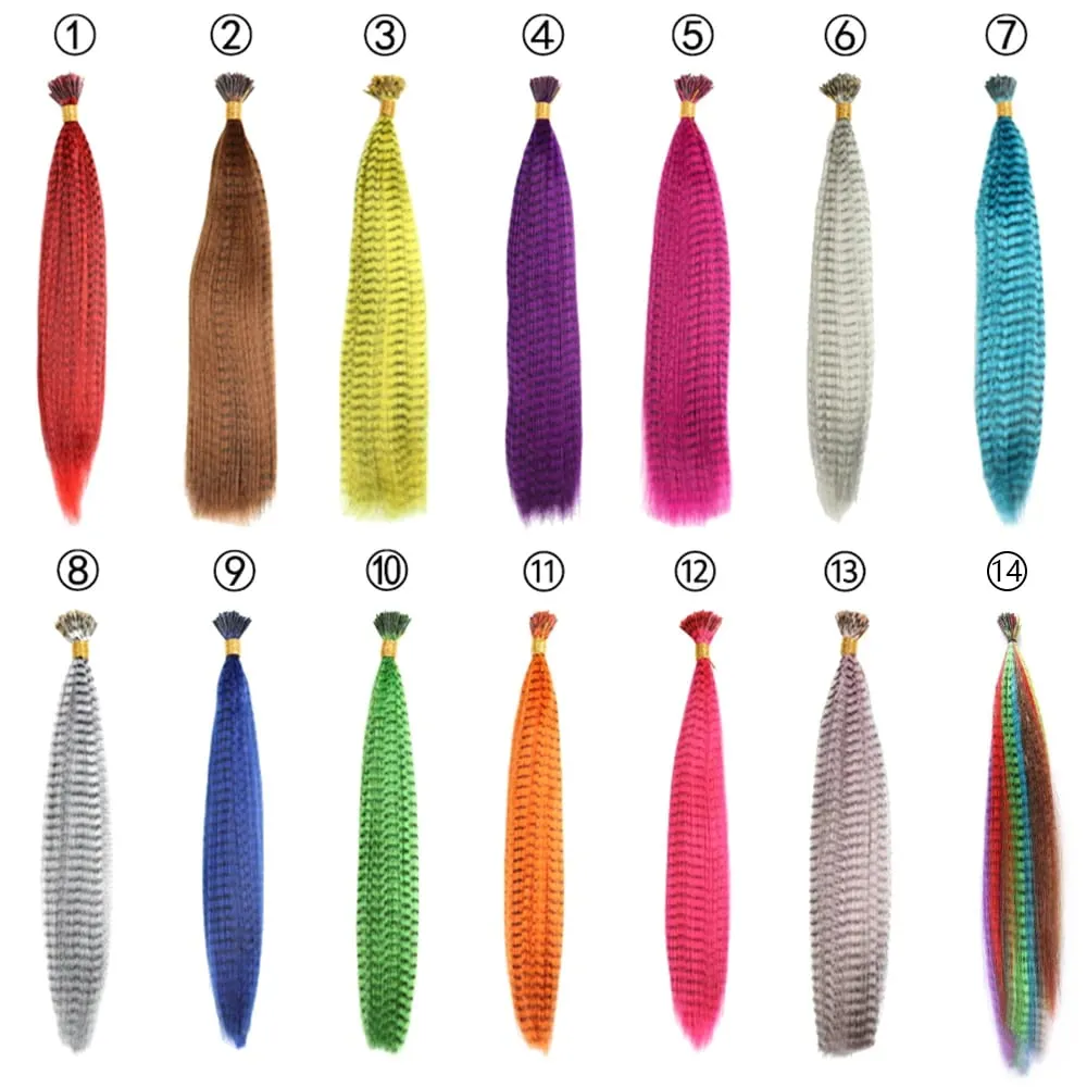 Estensioni dei capelli con piume sintetiche 16 pollici 50 fili/pacco Estensioni dei capelli colorati Estensioni delle piume dei capelli colorati per le donne — image 5