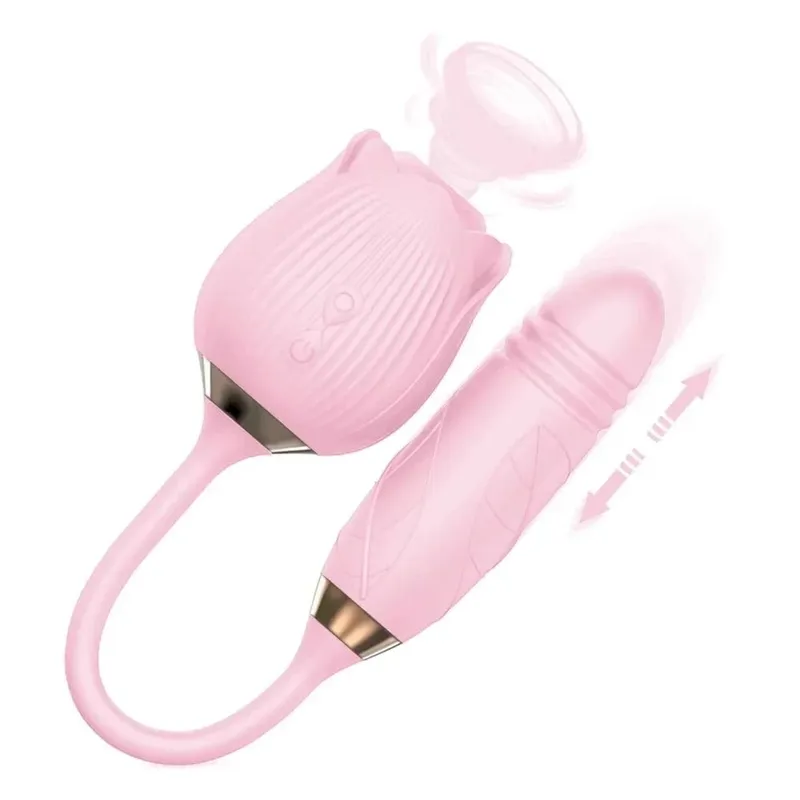 Rose 3in1 Sucker Vibrator for Women Telescopic Clitoris Stimulator Dildo Licking Vagina Massager Masturbator Sex Toys for Women — image 8