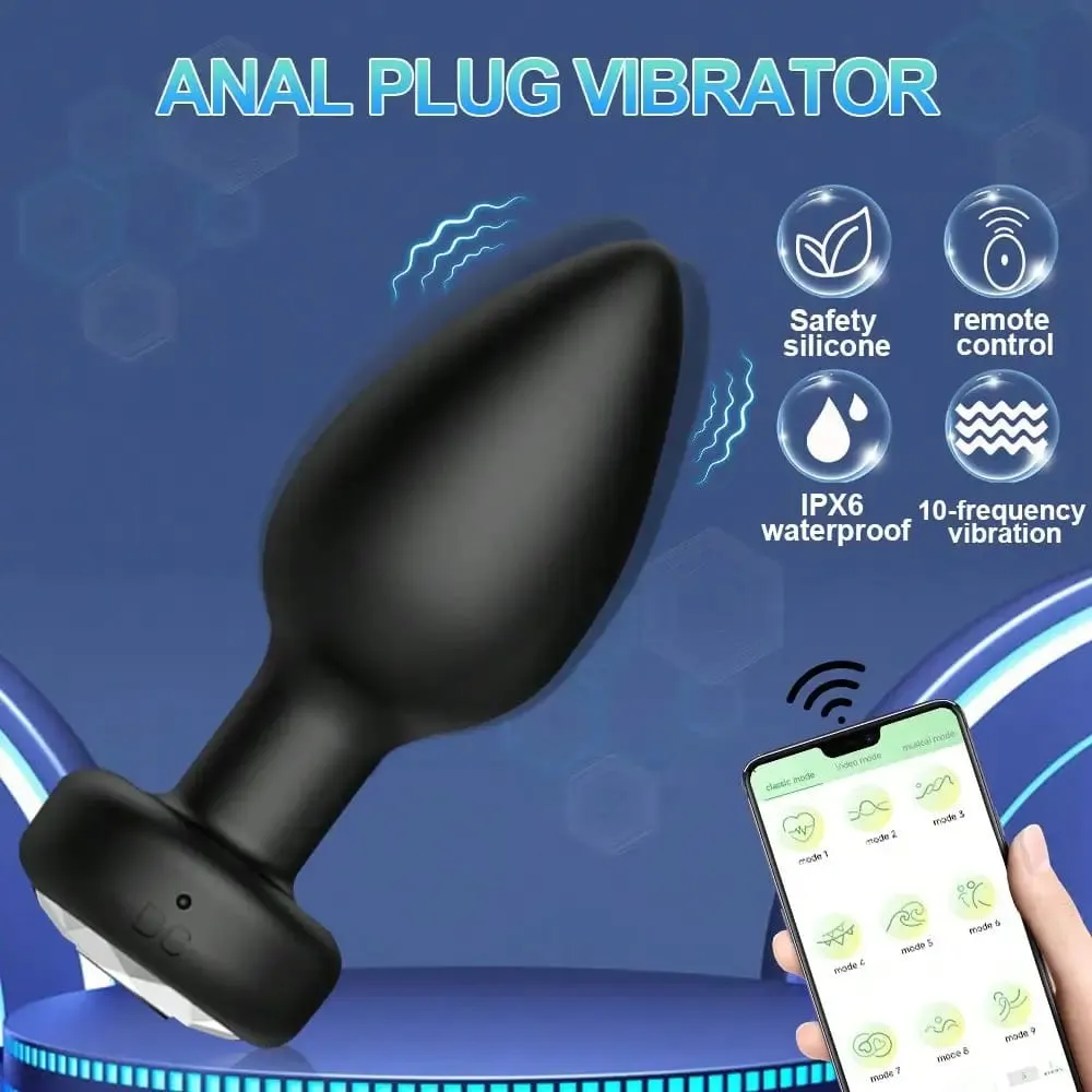 Bluetooth-fjernbetjening Anal Vibrator 10 Modes Butt Plug Mænd Prostata Massager Stimulator Butt Plug Kvinde Onanist Sexlegetøj — image 3