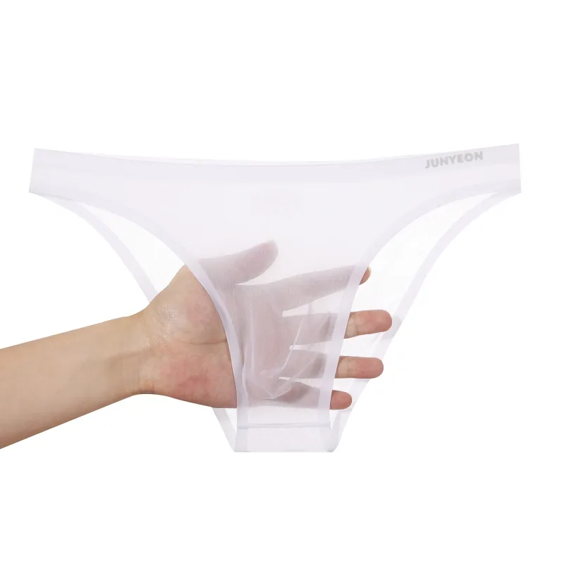 Bezešvé rychleschnoucí pánské kalhotky spodní prádlo Jednobarevné ledové hedvábí Ultratenké spodky Sexy prodyšné 3D pouzdro Kalhotky Spodní prádlo