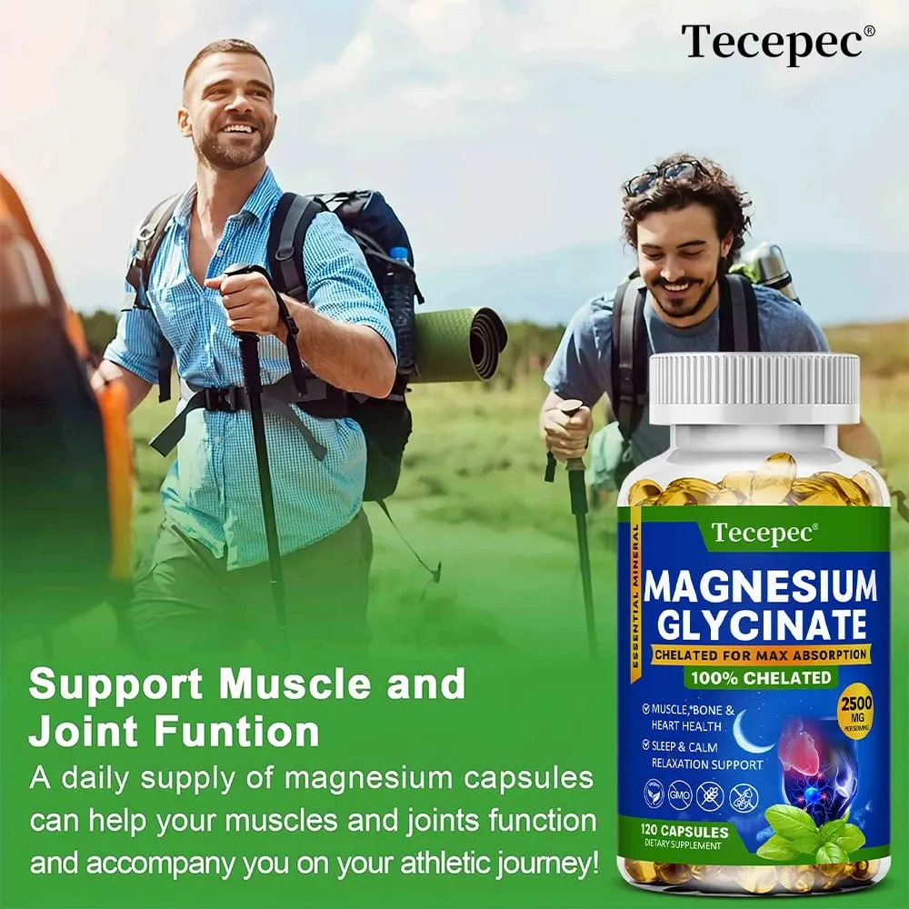 Suplemen Magnesium Glycinate Sangat Diserap Menyokong Relaksasi Otot dan Pemulihan Ketersediaan Bio Maksimum 120 Kapsul — image 6