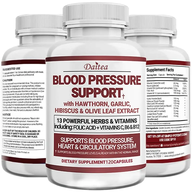 Integratore per il supporto della pressione sanguigna - Cardio colesterolo cardiaco - 13 vitamine con vitamine C B6 e B12 Biancospino e foglie di olivo — image 10