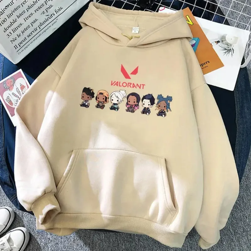 Valorant Anime 2D Print męska bawełniana bluza z kapturem Casual sweter oversize popularna odzież uliczna modna bluza Trend odzież męska — image 4