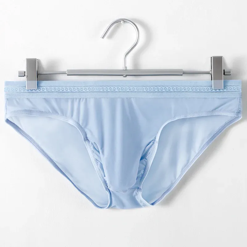 Celana Dalam Sutra Es Pria Baru Celana Dalam Ikat Pinggang Renda Elastis Tinggi Cepat Kering Ultratipis Pakaian Dalam Bikini Sejuk Mulus Seksi — image 32