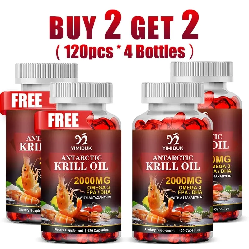 Achetez-en 2, obtenez-en 2 gratuitement ! Les capsules d'huile de krill de 2 000 mg soutiennent la santé du cœur et des articulations, le cerveau, les yeux et les anti-inflammatoires, certifiées GMP végétaliennes — image 12