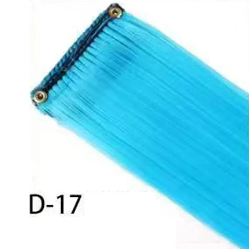 Synthetic 10Pcs colorful Hair Extensions Clip in Colored Party Highlights Extension for Kids Girls Long Straight Hairpiece — image 28