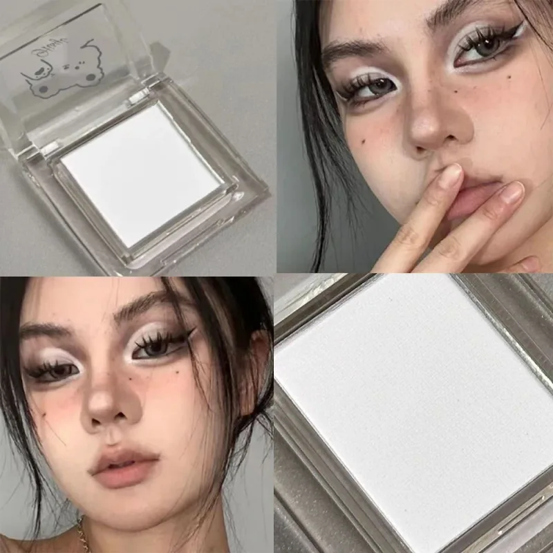 Hvid øjenskyggepalet Mat Shimmer Highlighter Vandtæt Langtidsholdbar oplysende øjenmakeup til skæring af krøller