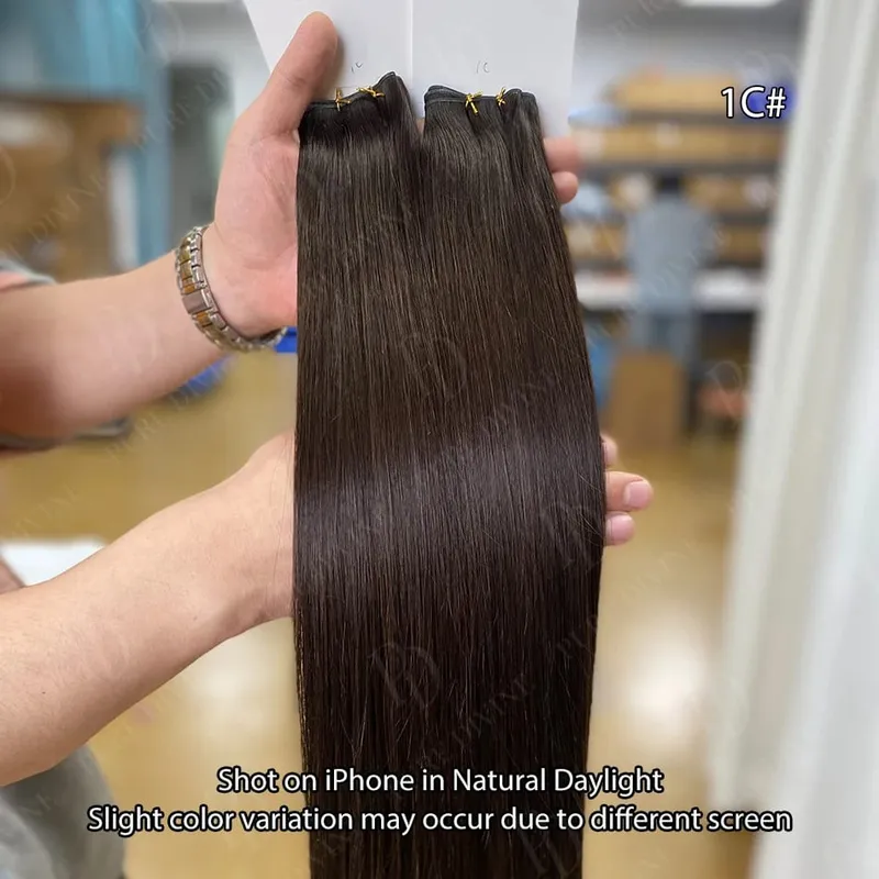 Hot Sale Genius Weft Human Hair Extensions 50g/pc Double Drawn Balayage Blonde Full End Invisible Straight Virgin Remy Hair 15A