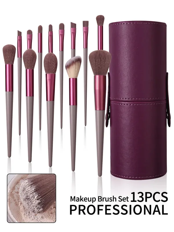 13PCS Set Berus Mekap Profesional Berus Makeup Foundation Gebu Lembut Pembayang Mata Concealer Blending Blush Brush Kabuki Alat Kecantikan Wanita