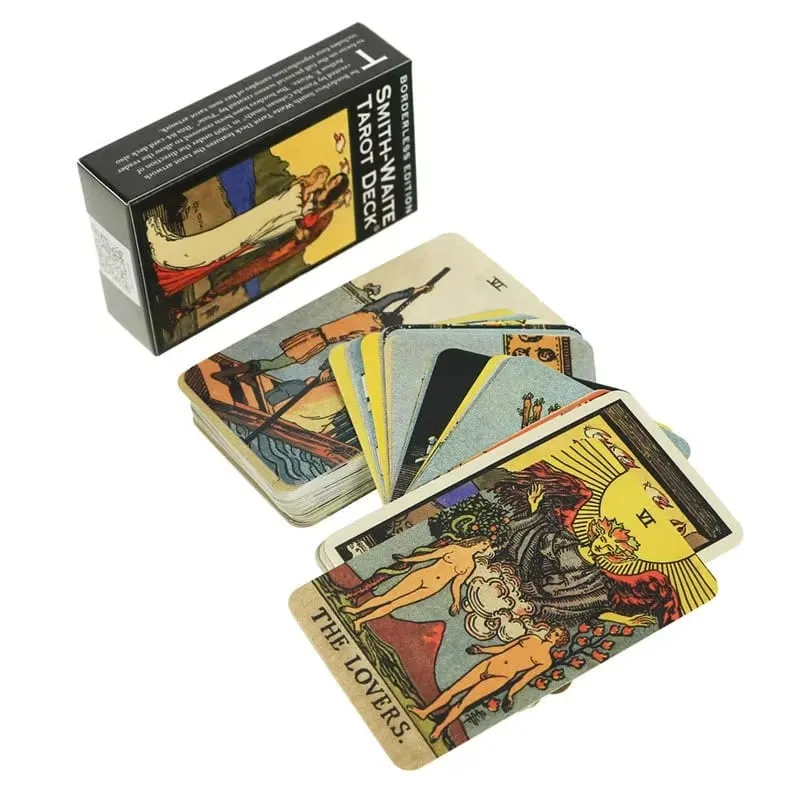 ภาษาอังกฤษเต็มรูปแบบ Borderless Edition Smith-Waite Tarot การ์ด GamePortable Friend Party เล่นเกมกระดานการ์ด 4P — image 4