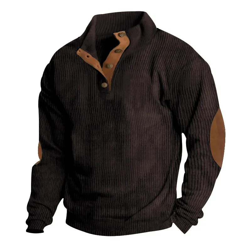 Męska bluza z długim rękawem Cargo American Splicing Patch Pullover Męska kurtka outdoorowa sztruksowa z długim rękawem — image 15