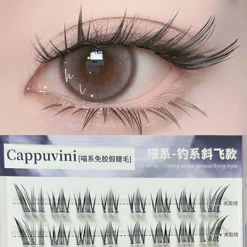 Cappuvini No Glue Needed False Eyelashes Natural Doll Eye Look Reusable Glueless Lashes Set for Wide Eyed Innocent Effect — image 8