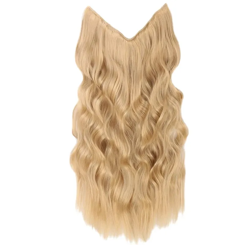 Black Halo Hair Extensions ที่มองไม่เห็นลวดปรับขนาด 22 นิ้วยาว Wavy Curly Hairpieces สำหรับผู้หญิงไม่มีคลิป — image 21