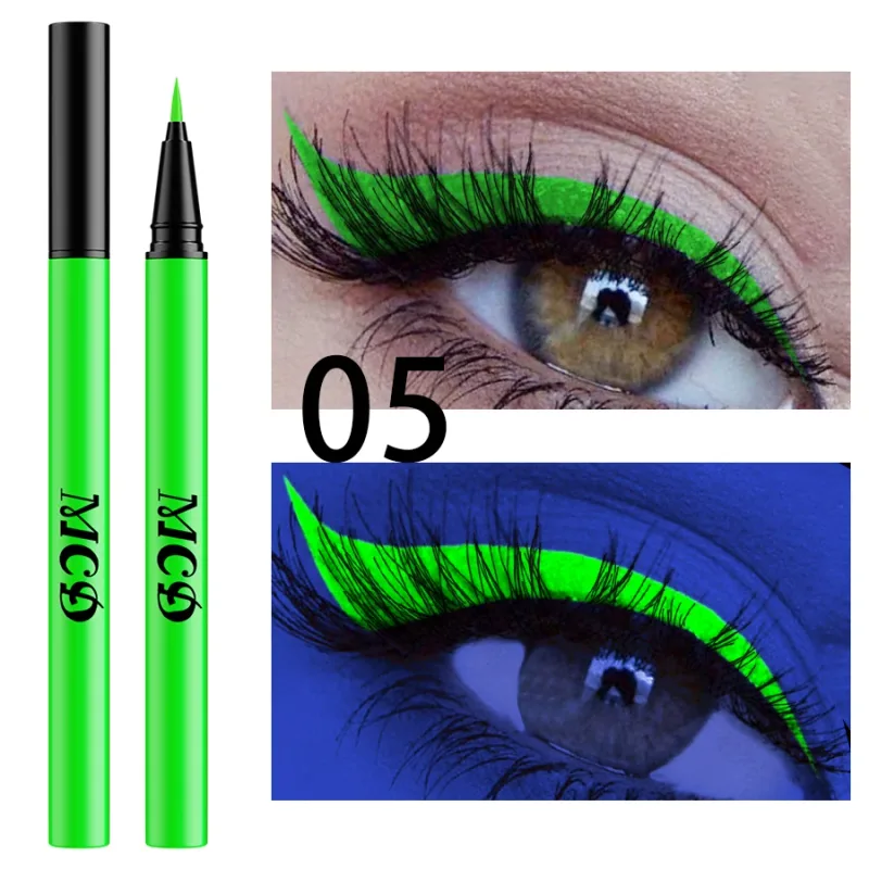 1PC UV Light Neon อายไลเนอร์ปากกาแต่งหน้าสีฟ้าสีเขียวกันน้ำสี Eye Liner ดินสอ Make Up เครื่องสำอางสีเหลืองสีม่วง