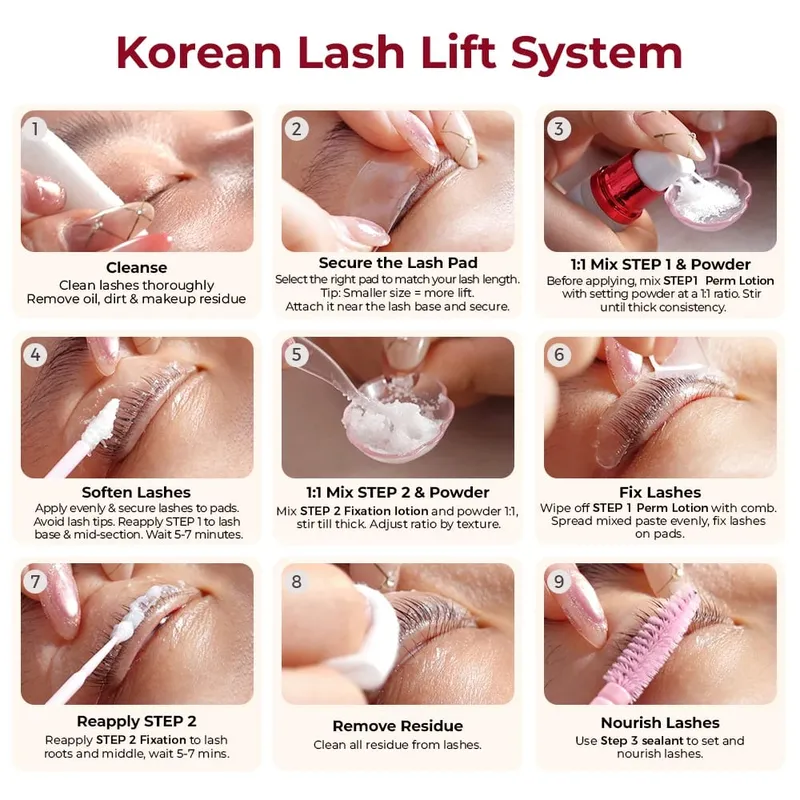 Sistem Mengangkat Bulu Mata Pantas Tanpa gam Korea Camellia Bulu Mata Laminasi Kening Mengangkat Perm Makeup Kosmetik Kit Penuh — image 6