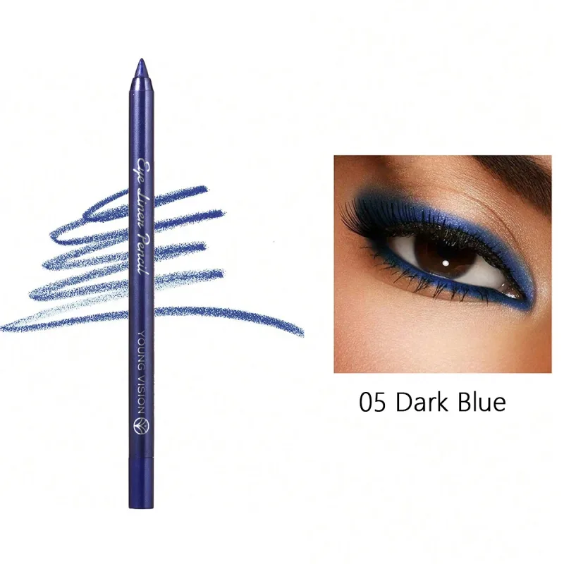 1 Stück wasserdichter blau-grüner Eyeliner-Stift, wischfest, langlebig, Perlglanz-Glitzer-Eye-Liner, hochpigmentiertes Punk-Augen-Make-up — image 8