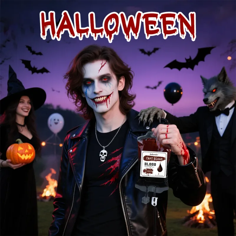 Halloween-Horror-Make-up-Set, hochgesättigte Farbe, langlebig, leicht zu entfernen, sichere Formel, künstlicher Blut-Lippenfleck für Halloween-Cosplay