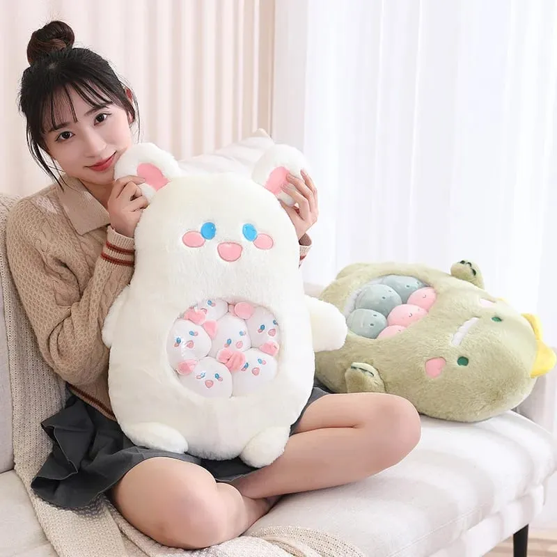 Petits jouets à l'intérieur, 6 pièces, mignon Panda Koala lapin dinosaure animaux de dessin animé, oreiller en peluche doux, coussin de canapé en peluche, oreiller de décoration intérieure — image 4