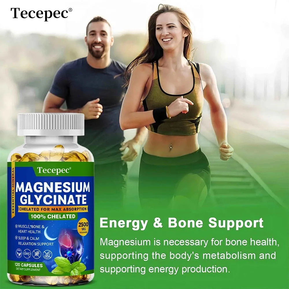 Suplemen Magnesium Glycinate Sangat Diserap Menyokong Relaksasi Otot dan Pemulihan Ketersediaan Bio Maksimum 120 Kapsul — image 3