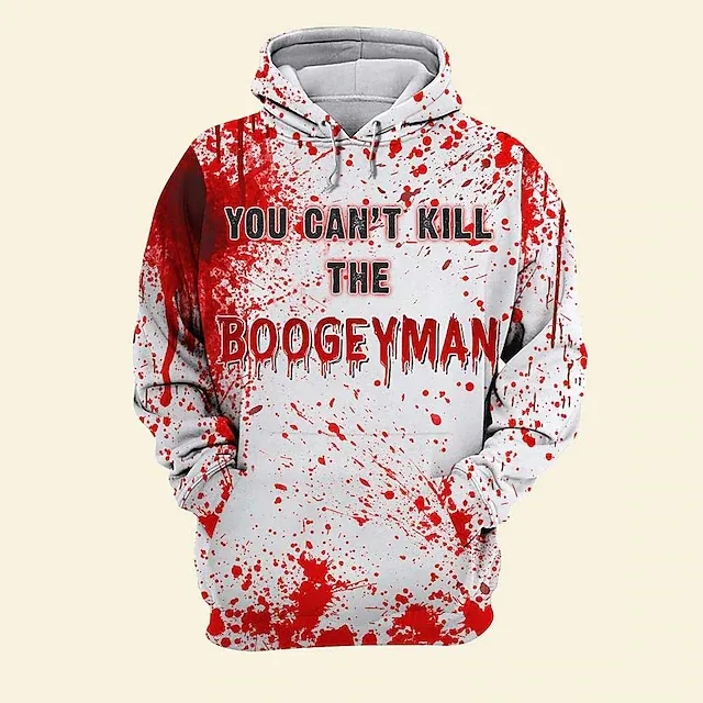 Halloween Máu In Hình Áo Khoác Chữ Pattern3D In Mũ Trùm Đầu Chui Đầu Áo Áo Thời Trang Dạo Phố Áo Dài Tay Áo — image 8