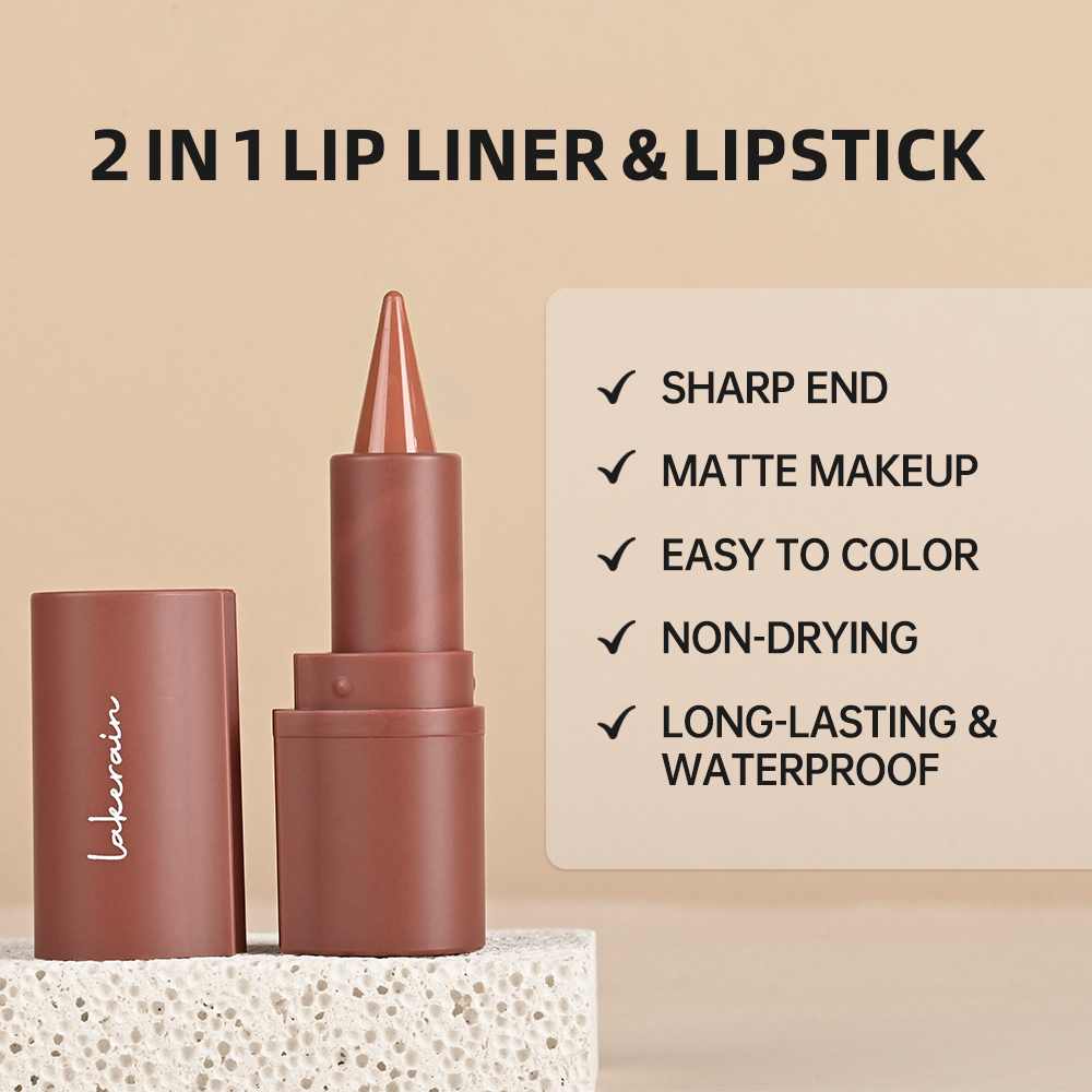 2Pcs Lip Liner & Lip Gloss Set Matte Black Brown Velvet Lipstick Waterproof Non-sticky Contour Lipliner Crayon Lip Makeup Tint — image 6