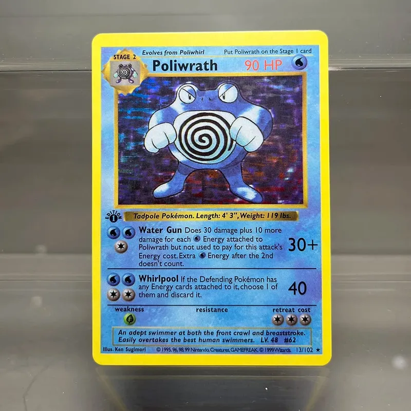 PKM Single Cards 1st Edition 1996 Mewtwo Charizard Dragonite Zapdos PTCG Folie Cards Base Set Game Collection PKM Proxy Cards
