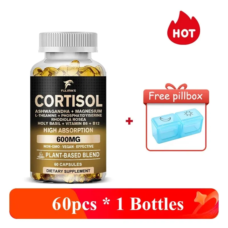 Reine Cortisol-Ergänzung mit Ashwagandha-Magnesium unterstützt die Gesundheit der Nebennieren und lindert Stress. Senkt hohe Cortisolspiegel
