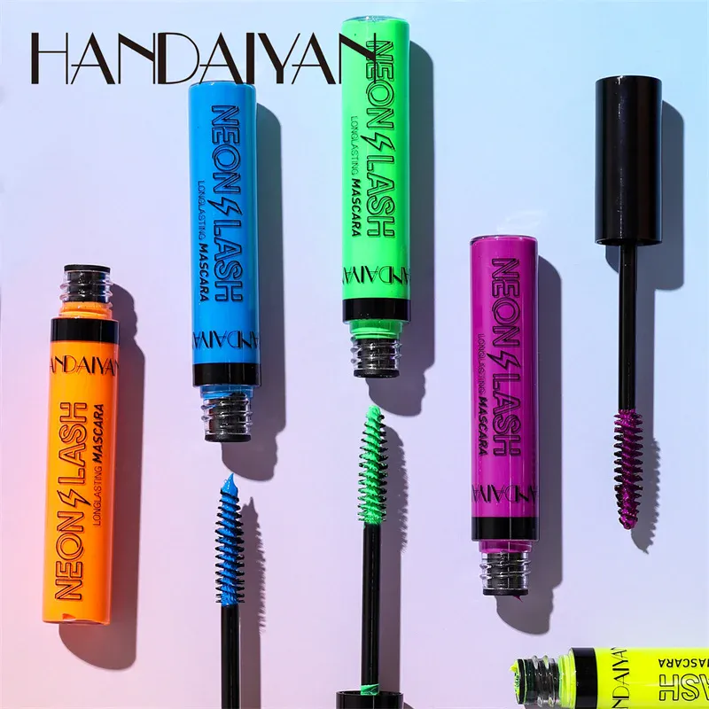 Fluorescence Mascara Waterproof No Blooming Fast Dry Colorful Neon Eyelashes Curling Yellow Blue Lengthens Eye Lashes Cosmetics — image 5