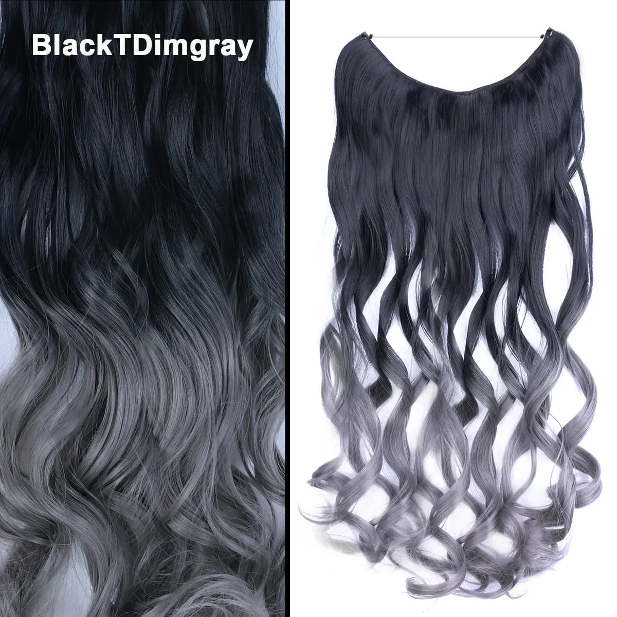 Jeedou Wavy Hair Extension Elasticity Invisible Wire Fish Line One Piece No Clips Synthetic Hairpieces Ombre Color For Ladies — image 42