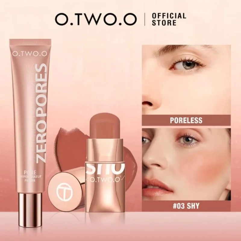 O.TWO.O 2-teiliges Make-up-Set mit mehreren Lippenstiften, Rougestift, Gesichtsgrundierung, Make-up-Basis, ölkontrollierend, wasserfest, leicht, Make-up für Frauen — image 2