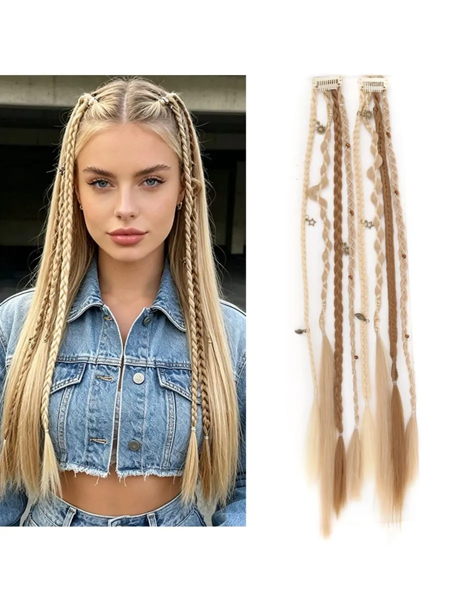 Ombre synthetische Boho-Stil kleine gedrehte geflochtene Haarverlängerungen für Frauen Perücke Zöpfe BB Clip-on Spicy Girl Brown Boxing Braids — image 9