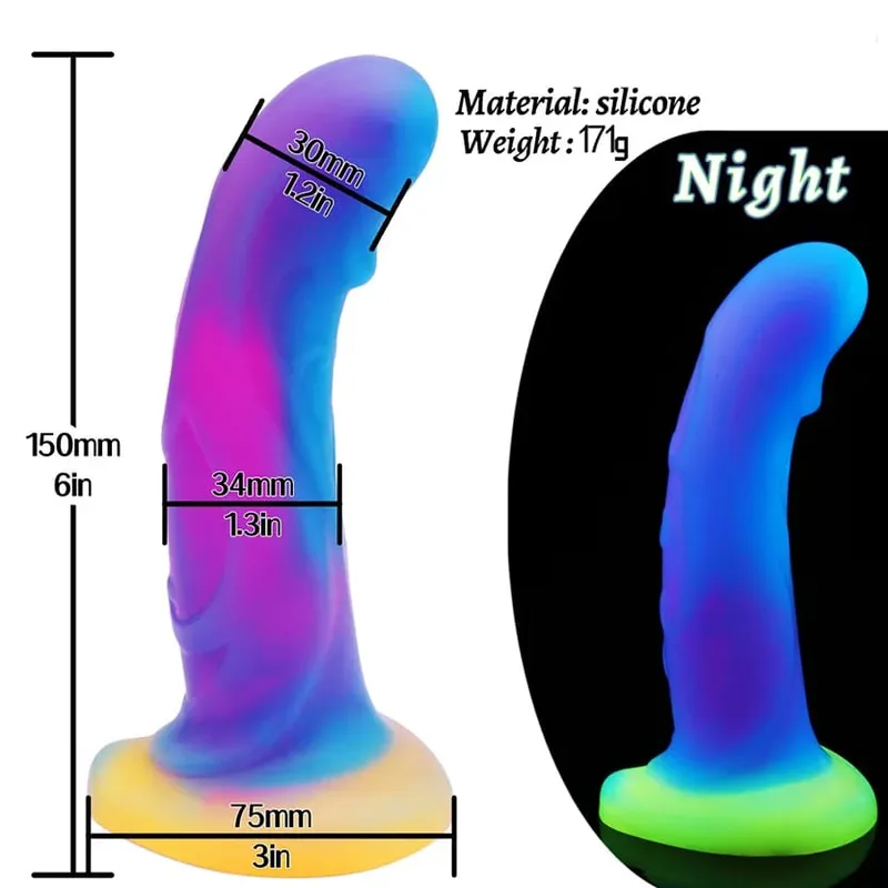 Palam Dubur Bercahaya Malam Realistik Bercahaya Monster Naga Dildo untuk Wanita Lelaki Palam Punggung Seksi Bentuk Anjing Mainan Seks untuk Pasangan — image 9