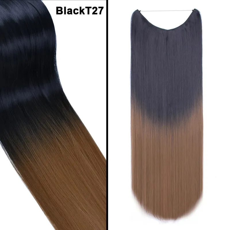 Jeedou ที่มองไม่เห็น Hair Extension Multi สี Ombre ลวด One Piece ตรงหยักสังเคราะห์ทนความร้อน Hairpiece สำหรับผู้หญิง — image 10