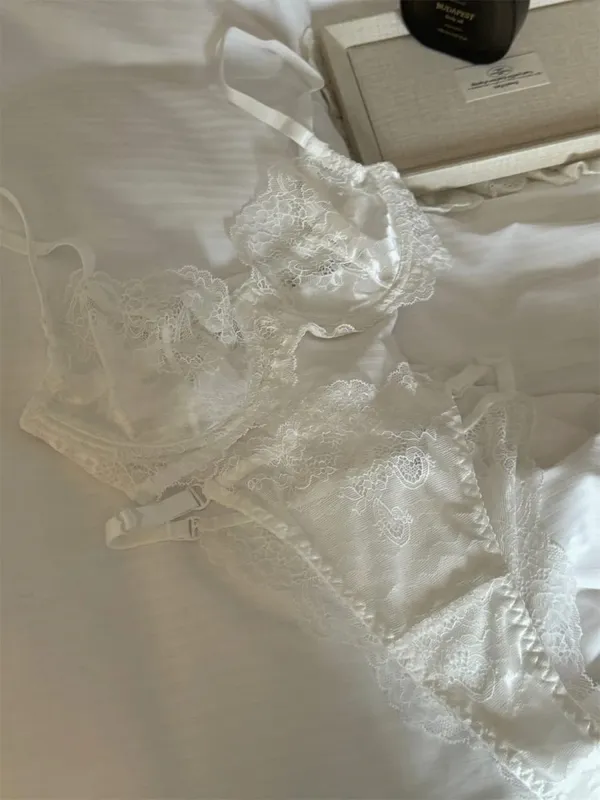 Intimo per ragazze in pizzo, sezione sottile, reggiseno lucido, lingerie push-up anti-cedimento, supporto per seni grandi, set di reggiseno piccolo