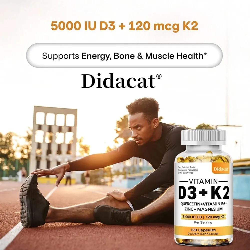 Integratore alimentare di vitamine D3 + K2 - Supporto per la salute delle ossa e del cuore Aiuta a regolare il metabolismo del calcio - 120 capsule molli — image 4