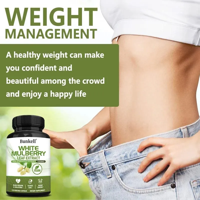 Hvidt Mulberry Leaf Extract 1000mg - 120 Kapsler Hvid Mulberry Leaf Ikke-GMO glutenfrit supplement Høj styrke og styrke — image 6