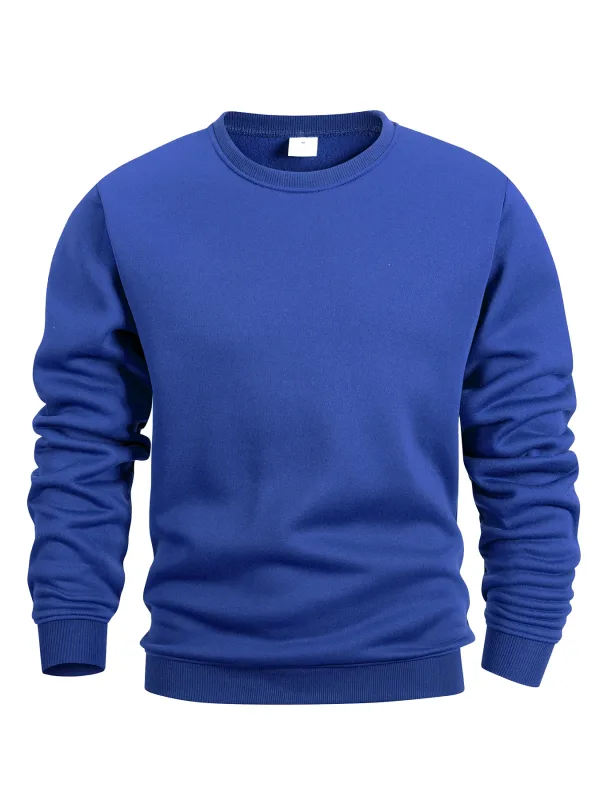 Sweater Leher Krew Lelaki Warna Pepejal Sweatwear Spring Outdoor Kasual Harian Lengan Panjang Pullover Hoodie Pakaian Sukan Lelaki — image 9