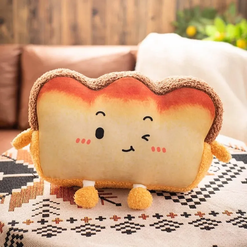 35x25cm Toast Bread Pillow Hands Warmer Winter Warm Plushie Emotion Face Human Figured Soft Cushion Decor Friend Gift — image 10