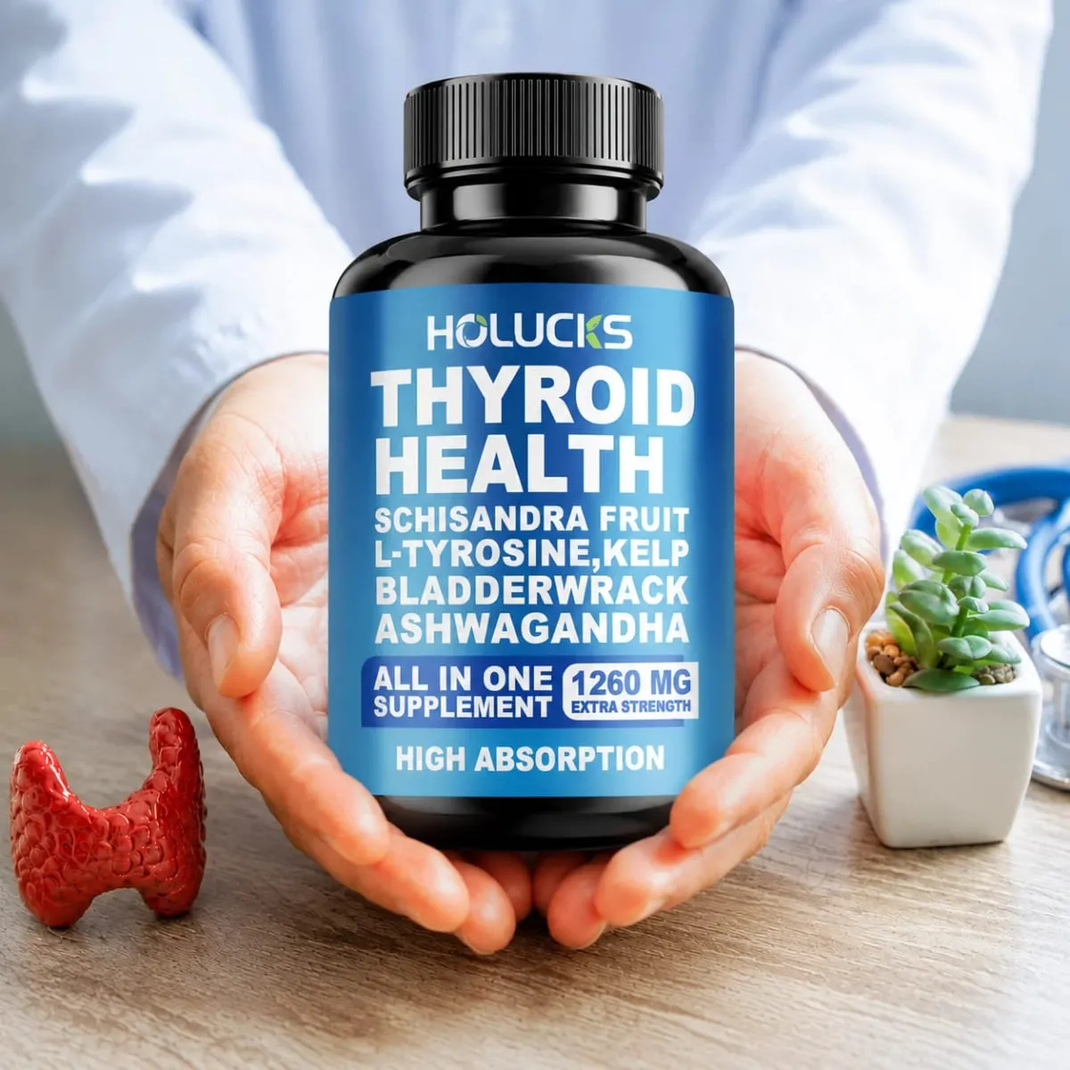 Organic Thyroid Function Support Capsules with L-Tyrosine Kelp for Immune System Metabolism Daily Energy & Mental Focus — image 7