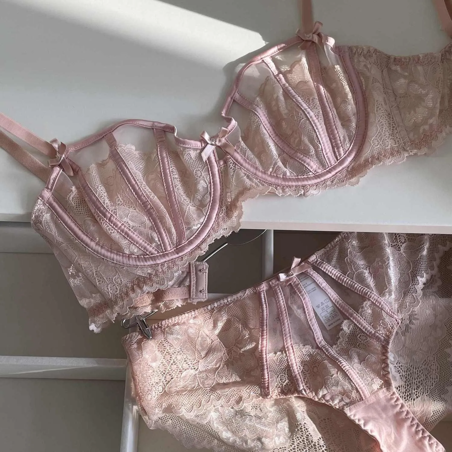 Beautiful Embroidered Floral Lingerie Set With Lined Comfortable Bra And Underwear Wired Bra And Panties For Outerwear Daily — image 3