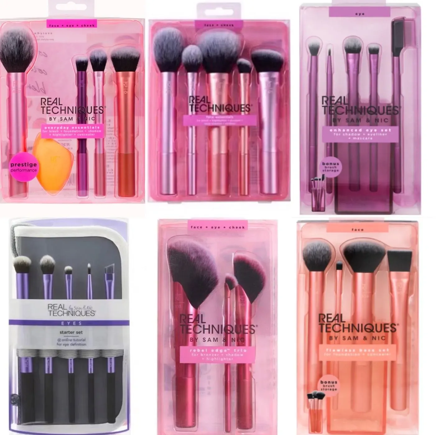 Set Kuas Rias Professioanl Teknik Nyata Berbulu Lembut untuk Kosmetik Bedak Foundation Alat Kecantikan Pencampur Eyeshadow Wajah — image 1